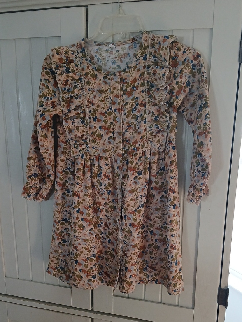 SHEIN Floral Ruffle Front-Button Long-Sleeve Dress